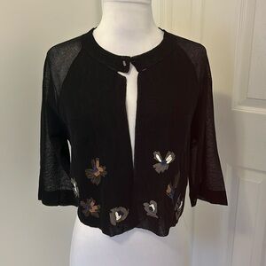Cividini Black Hand Painted Crop Cardigan